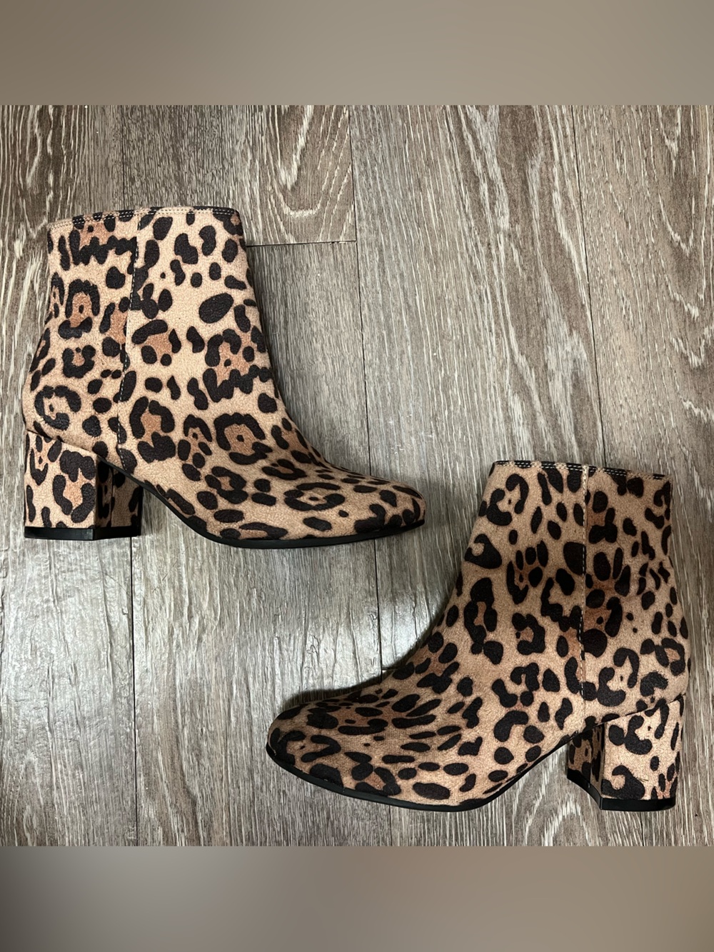 Suede Leopard Print Ankle Boots